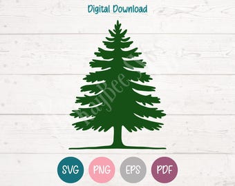 Pine Tree SVG PNG Clipart Cut Files for Cricut, Silhouette, Laser Engraving, Sublimation (Digital)