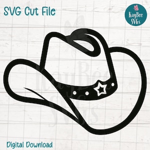 Cowboy-Hut SVG-Schnitt-Datei für Cricut, Silhouette, digitaler Download, druckbare Clipart, kommerzielle Nutzung, Clip Art, Laser Schablone Umriss