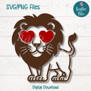 Valentine Lion SVG PNG Clipart Cut Files for Cricut, Silhouette, Laser Engraving, Sublimation (Digital)