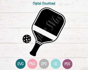 Pickleball SVG PNG Clipart Cut Files for Cricut, Silhouette, Laser Engraving, Sublimation (Digital Download)