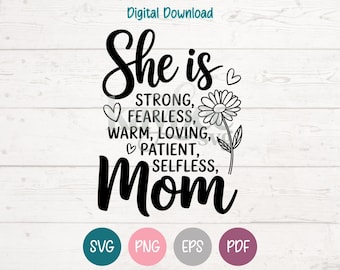 She Is Mom Floral SVG | Mother's Day Cricut, Silhouette (Digital Download)