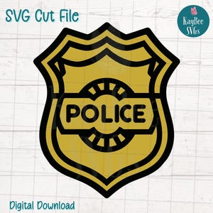Archivos de corte SVG PNG de placa de policía para Cricut, descarga digital de silueta, grabado láser, impresión por sublimación, imágenes prediseñadas para uso comercial