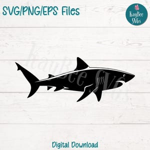 Tiburón de boca abierta SVG PNG Depredador oceánico Clipart para manualidades de verano y vida marina / Archivos de corte para Cricut, Silhouette, grabado láser, impresión