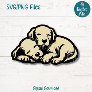 Cuccioli addormentati SVG PNG File di taglio per Cricut, Silhouette Download digitale, Incisione laser, Sublimazione stampabile, Uso commerciale Clipart