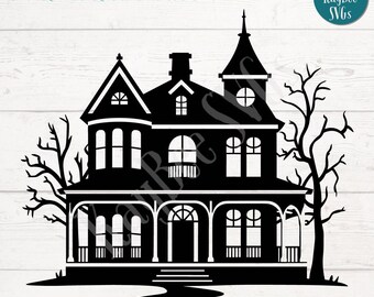 Victorian Mansion SVG PNG Clipart Cut Files for Cricut, Silhouette, Laser Engraving, Sublimation (Digital)