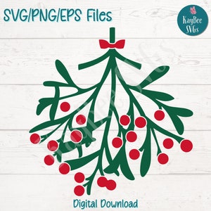 Christmas Mistletoe SVG | PNG | EPS Cut Files for Cricut, Silhouette, Digital Download, Printable Clipart, Commercial Use Clip Art