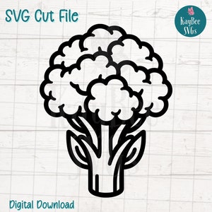 Clipart végétarien de chou-fleur SVG PNG pour le jardin, la santé et l'artisanat alimentaire | Fichier de découpe pour Cricut, Silhouette, gravure laser, sublimation