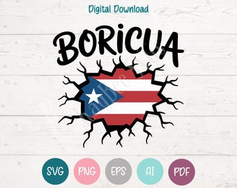 Puerto Rico Boricua Flag SVG PNG, Cricut Silhouette Cut File (Digital Download)