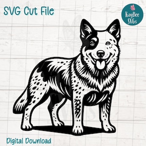 Arquivos de corte SVG PNG de cão de gado australiano para Cricut, download digital Silhouette, gravação a laser, impressão por sublimação, uso comercial