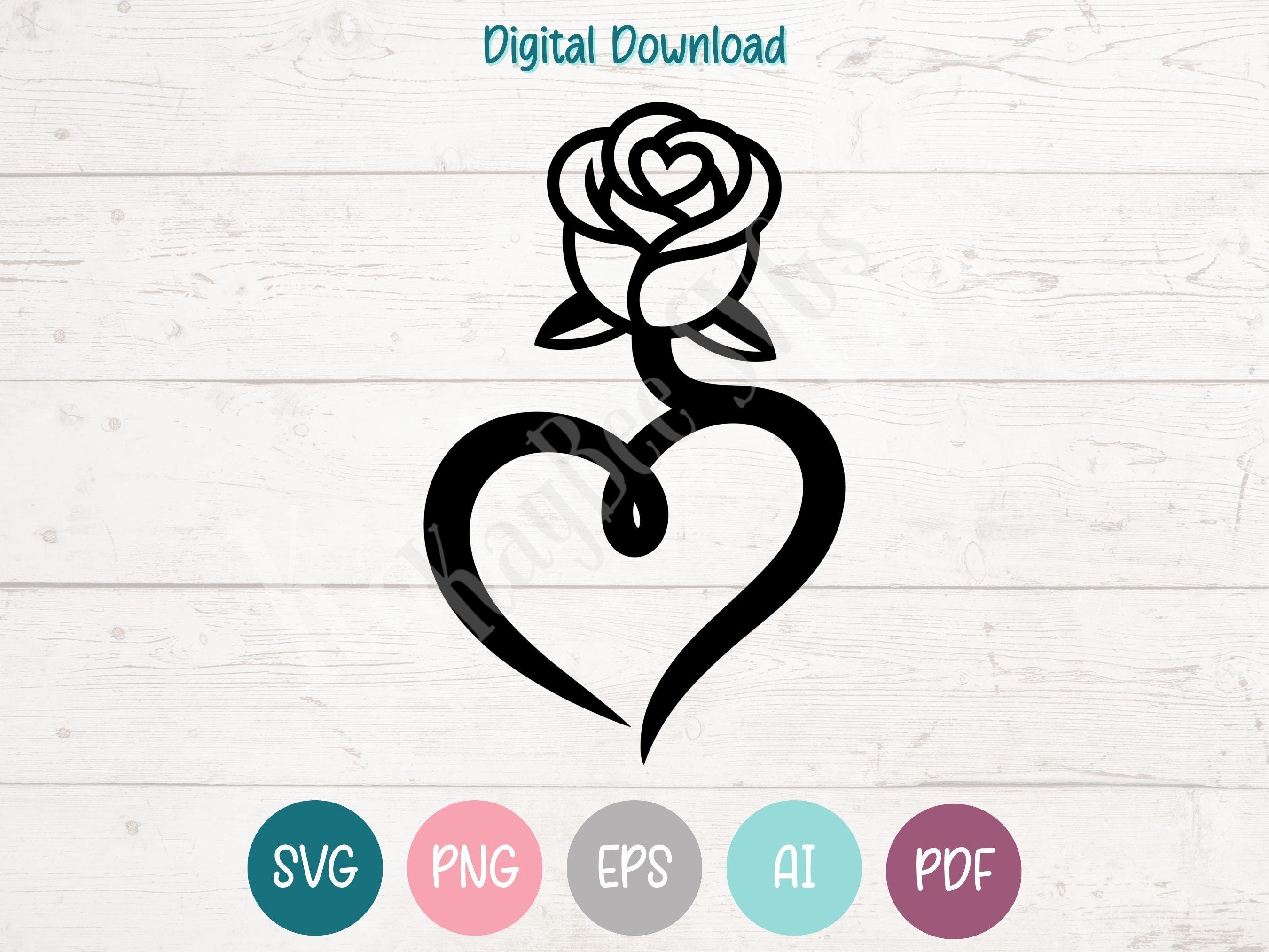 Heart Rose SVG PNG Clipart Cut Files for Cricut, Silhouette, Laser ...