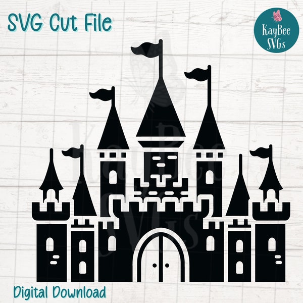 Princess Castle SVG Cut File for Cricut, Silhouette, Digital Download, Printable Clipart, Commercial Use, Clip Art, Laser Stencil Outline