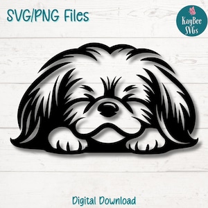 Sleeping Pekingese Dog SVG PNG Cut Files for Cricut, Silhouette Digital Download, Laser Engraving, Sublimation Printable, Commercial Use