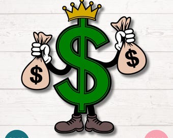 Money King Mascot, Dollar Sign Clipart (Digital)