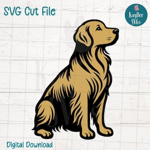 Arquivos de corte SVG PNG de cachorro Golden Retriever para Cricut, download digital de silhueta, gravação a laser, impressão por sublimação, uso comercial