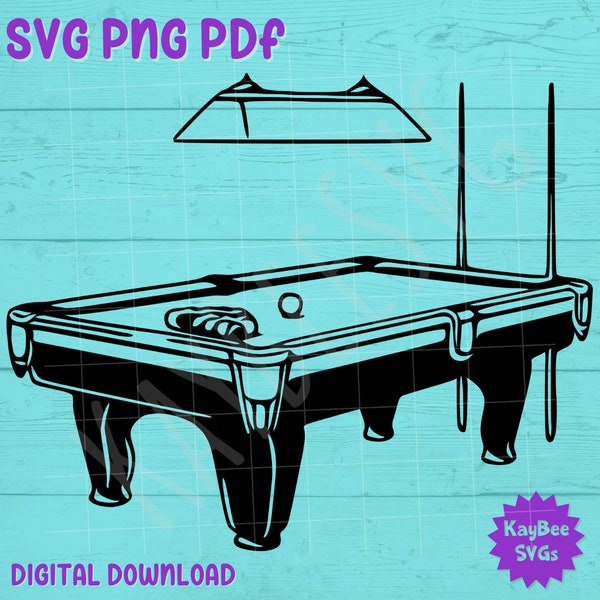 Billiards Pool Table SVG PNG PDF Clipart Digital Cut File Download for Cricut Silhouette Sublimation Printable Art - Commercial Use