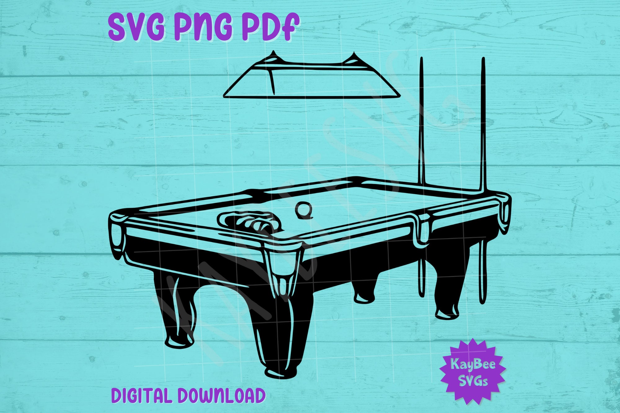 Billiards Pool Table SVG PNG PDF Clipart Digital Cut File Download