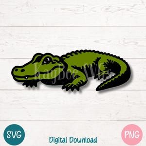 Alligator SVG PNG | Cartoon Reptile Silhouette Cut Files for Cricut, Sublimation, Laser Engraving, Printable Clipart, Commercial Use Art