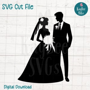 Fichiers coupés PNG SVG des mariés pour Cricut, téléchargement numérique Silhouette, gravure laser, impression par sublimation, clipart pour usage Commercial