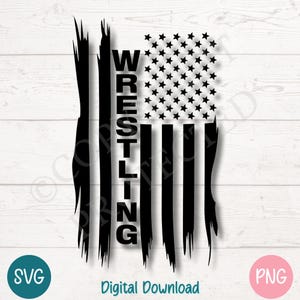 Worstelen SVG PNG VS vlag silhouet patriottische sport ontwerp | Bestanden knippen voor Cricut, lasergravure, afdrukbaar met sublimatie, commercieel gebruik