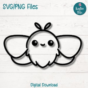 Cute Moth SVG PNG Cut Files for Cricut, Silhouette Digital Download, Laser Engraving, Sublimation Printable, Commercial Use Clipart
