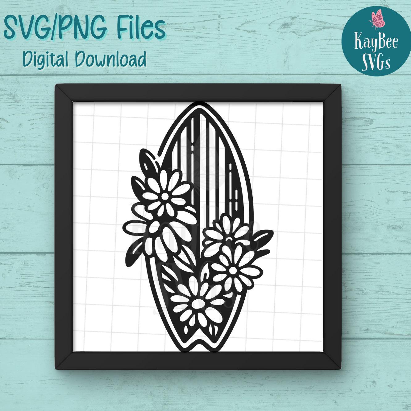 Floral Surfboard SVG, Tropical Surf Art Clipart (digital) - Etsy