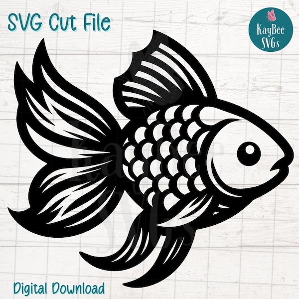 Goldfish SVG Cut File for Cricut, Silhouette, Digital Download, Printable Clipart, Commercial Use, Clip Art, Laser Stencil Outline