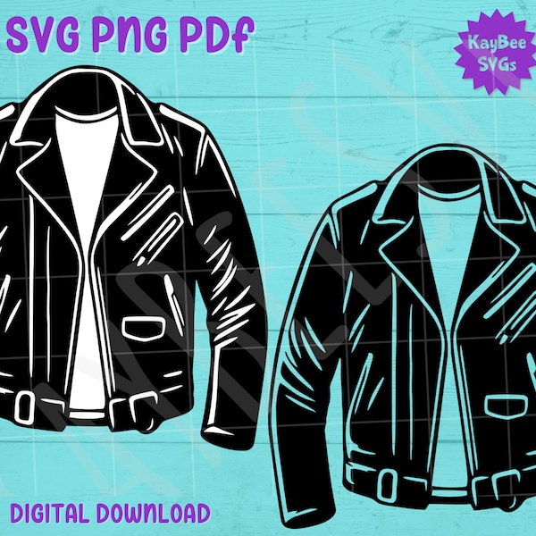 Leather Jacket SVG PNG PDF Clipart Digital Cut File Download for Cricut Silhouette Sublimation Printable Art - Commercial Use