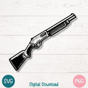 Shotgun SVG PNG Side View Line Art for Hunting Crafts and Country Decor | Cut Files for Cricut, Silhouette, Laser Engraving, Sublimation