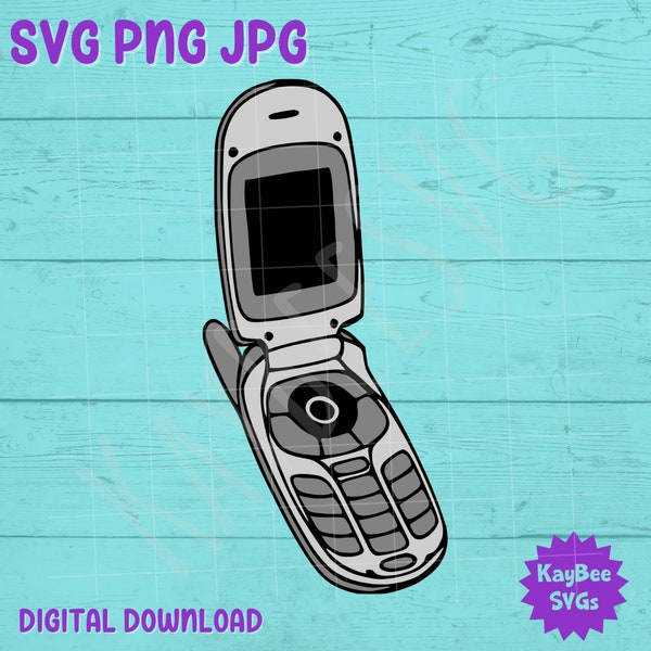 Mobile Flip Phone SVG PNG JPG Clipart Digital Cut File Download for Cricut Silhouette Sublimation Printable Art - Commercial Use