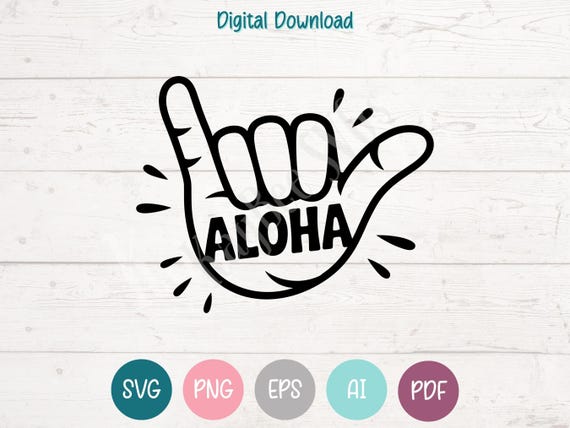 【くろ】aloha(hand) ・手書きデイジーPIN Aloha Shaka Hand Hawaiian SVG PNG Clipart Cut Files for Cricut