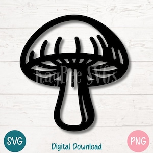 Champignon SVG PNG, Silhouette de champignons des bois, fichier de coupe inspiré de la nature pour Cricut, sublimation, gravure laser, clipart imprimable