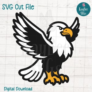 File di taglio SVG di aquila calva dei cartoni animati per Cricut, Silhouette, Download digitale, Clipart stampabile, Uso commerciale, Clip Art, Contorno stencil laser