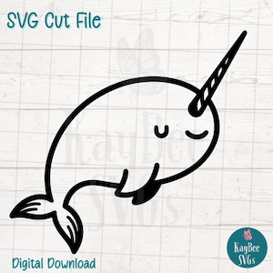 Narval SVG PNG coupe des fichiers pour Cricut, téléchargement numérique silhouette, gravure laser, impression par sublimation, usage Commercial des cliparts