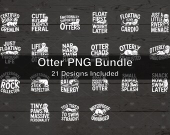 Otter PNG Bundle – 21 Funny Shirt Designs for DTF, DTG, Screen Printing