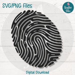 Archivos de corte SVG y PNG de huellas dactilares para Cricut, Silhouette, grabado láser, sublimación (digital)