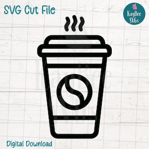 Koffie in papier To-Go-beker SVG PNG-bestanden knippen voor Cricut, silhouet digitale download, lasergravure, afdrukbare sublimatie, commercieel gebruik