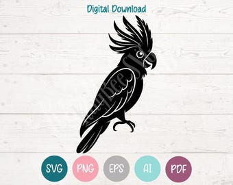 Cockatoo SVG PNG Clipart Cut Files for Cricut, Silhouette, Laser Engraving, Sublimation (Digital)