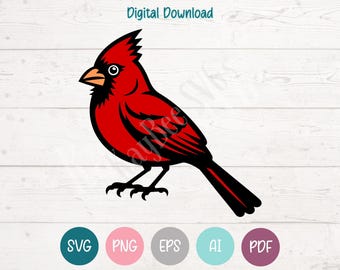 Cardinal Bird SVG PNG Clipart Cut Files for Cricut, Silhouette, Laser Engraving, Sublimation (Digital)