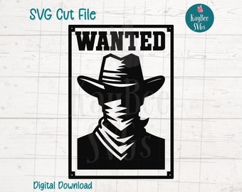 Wanted Poster SVG Cut File for Cricut, Silhouette, Digital Download, Printable Clipart, Commercial Use, Clip Art, Laser Stencil Outline