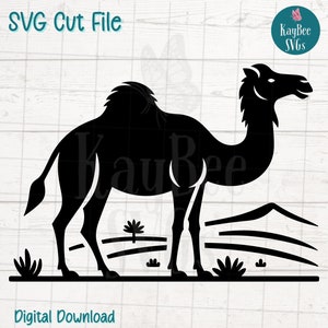 Dromedario Cammello SVG PNG Deserto Animale Clipart per Safari e Viaggi Artigianato / File di taglio per Cricut, Silhouette, Incisione laser, Sublimazione