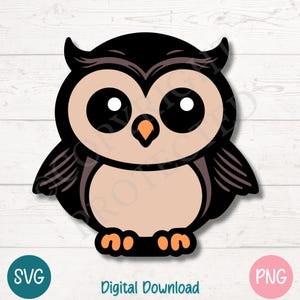 Babyuil SVG PNG, schattige bosuil clipart, schattige vogel met grote ogen digitale download, gesneden bestanden voor Cricut, silhouet, lasergravure