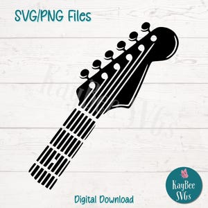 Elektrisch gitaarhoofd SVG PNG-bestanden knippen voor Cricut en silhouet digitale download sublimatie lasergravure commercieel gebruik