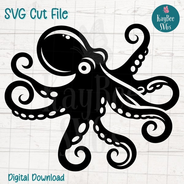 Octopus SVG Cut File for Cricut, Silhouette, Digital Download, Printable Clipart, Commercial Use, Clip Art, Laser Stencil Outline