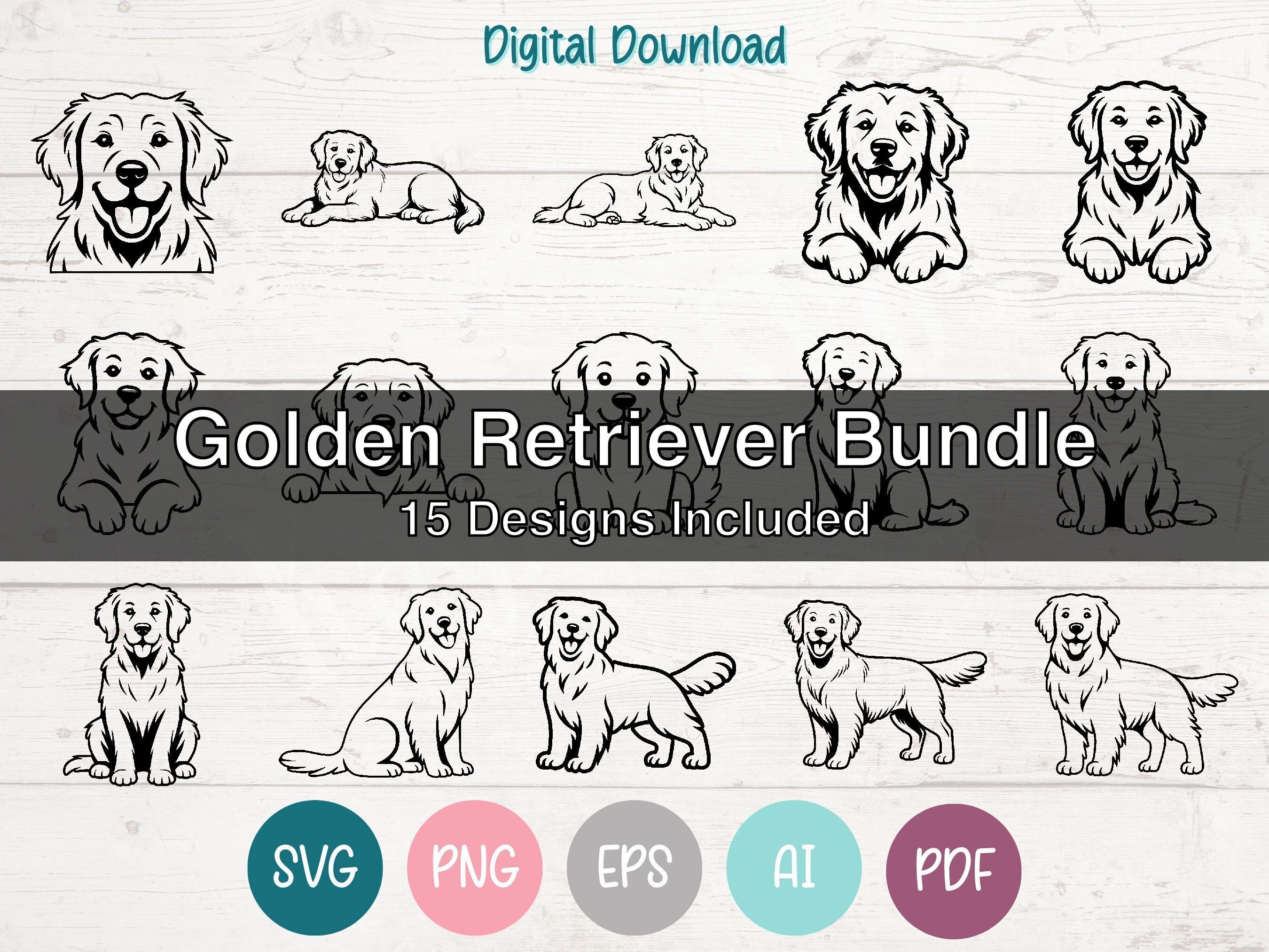 Golden Retriever SVG Bundle Clipart Cut Files for Cricut, Silhouette ...