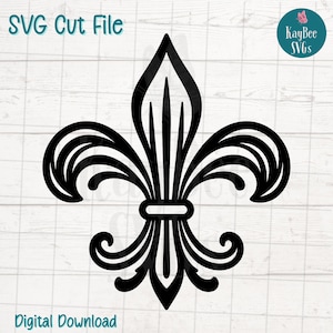 Fleur de lys Mardi Gras SVG fichier de découpe numérique pour Cricut, Silhouette, gravure, sublimation, oeuvre d'art imprimable, T-shirt, mug - usage Commercial
