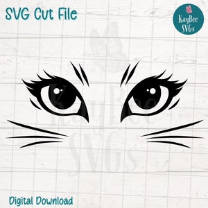 File di taglio digitale SVG Cat Eyes per Cricut, Silhouette, incisione, sublimazione, arte stampabile, magliette, pressa per tazze - uso commerciale