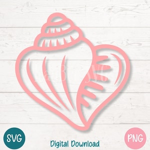 Heart Seashell SVG PNG Cut File for Cricut, Silhouette, Sublimation, Laser Engraving, Printable Clipart, Ocean Beach Art