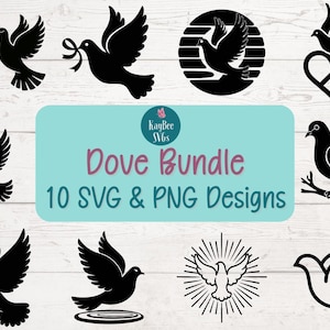Colombe SVG PNG Bundle Clipart symbole d'oiseau classique pour la foi, la paix et l'artisanat de mariage | Fichiers de découpe pour Cricut, Silhouette, gravure laser