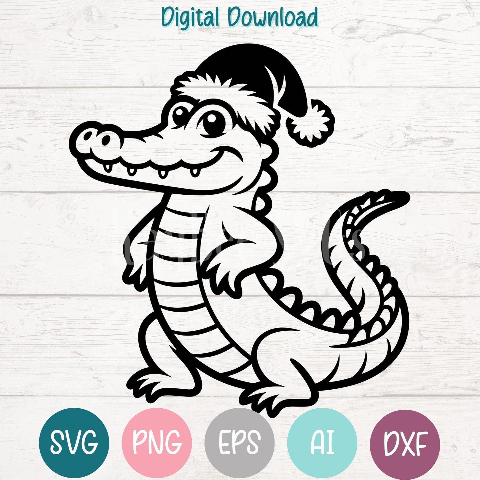 Christmas Alligator SVG PNG Clipart Cut Files for Cricut, Silhouette ...