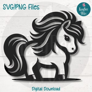 Archivos de corte SVG/PNG de poni de dibujos animados para Cricut, Silhouette, descarga digital, imágenes prediseñadas imprimibles, imágenes prediseñadas para uso comercial, sublimación